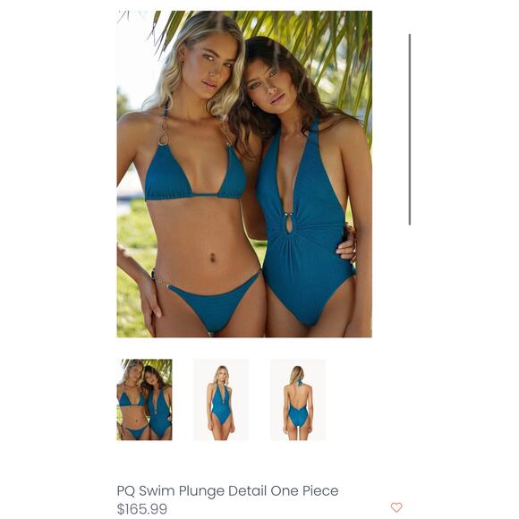 NWT! PQ Swim Plunge Detail One Piece in Turquoise Tides - Size Small - Picture 11 of 11